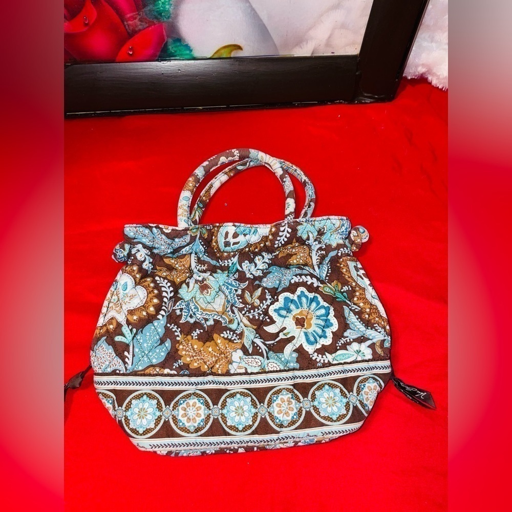 NWOT VERA BRADLEY BOHO RETIRED NON-ZIP JAVA BLUE/CHOCOLATE PAISLEY SMALL… - Picture 8 of 16